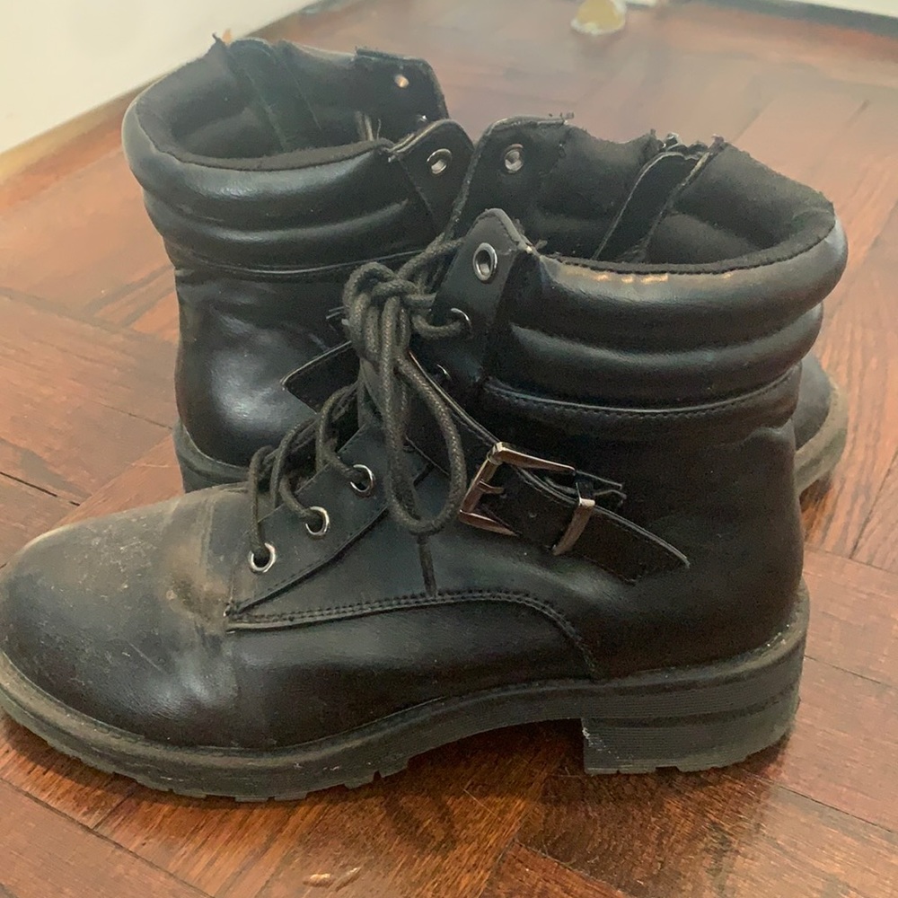 Black ASOS combat boots with slight lug sole